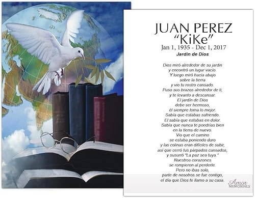 Tarjetas Funerales De Recordatorio (50 tarjetas) FPC029ES Paloma (Personalizado - Seleccione oración)