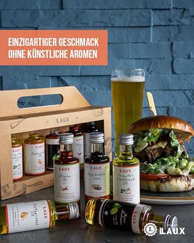 Laux BBQ Essig Öl Set - Koch Set aus 5 erlesenen Essigen & Speiseölen - Grill Zubehör - Geschenke für Frauen & Männer - Geschenk-Idee zu Ostern (5x40ml)