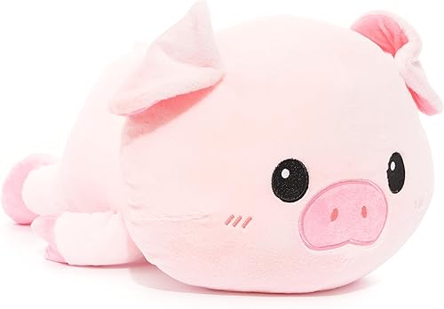 Lindo juguete de peluche de cerdo rosa, almohada suave de peluche, 18 pulgadas de largo, muñeca de cerdo Kawaii para niños y adultos, amigo dormido,