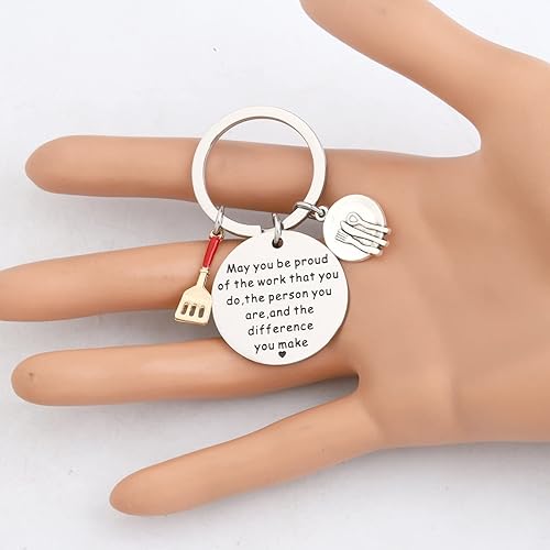 Miniatura 5 de AKTAP Llavero de chef de joyería de cocina con texto en inglés May You Be Proud of the Work You Do Regalos para cocineros amantes de la cocina,
