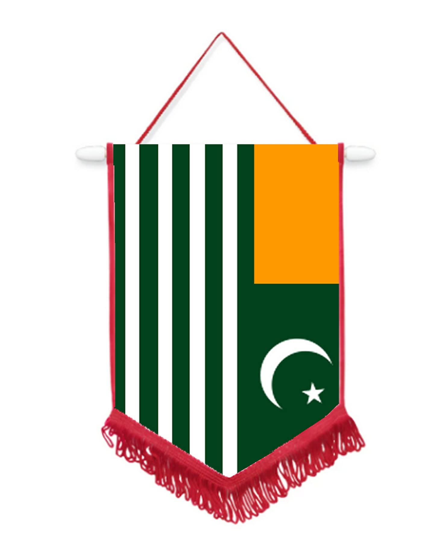 Kashmir Car / Wall Pennant With Red Border Great Souvenir