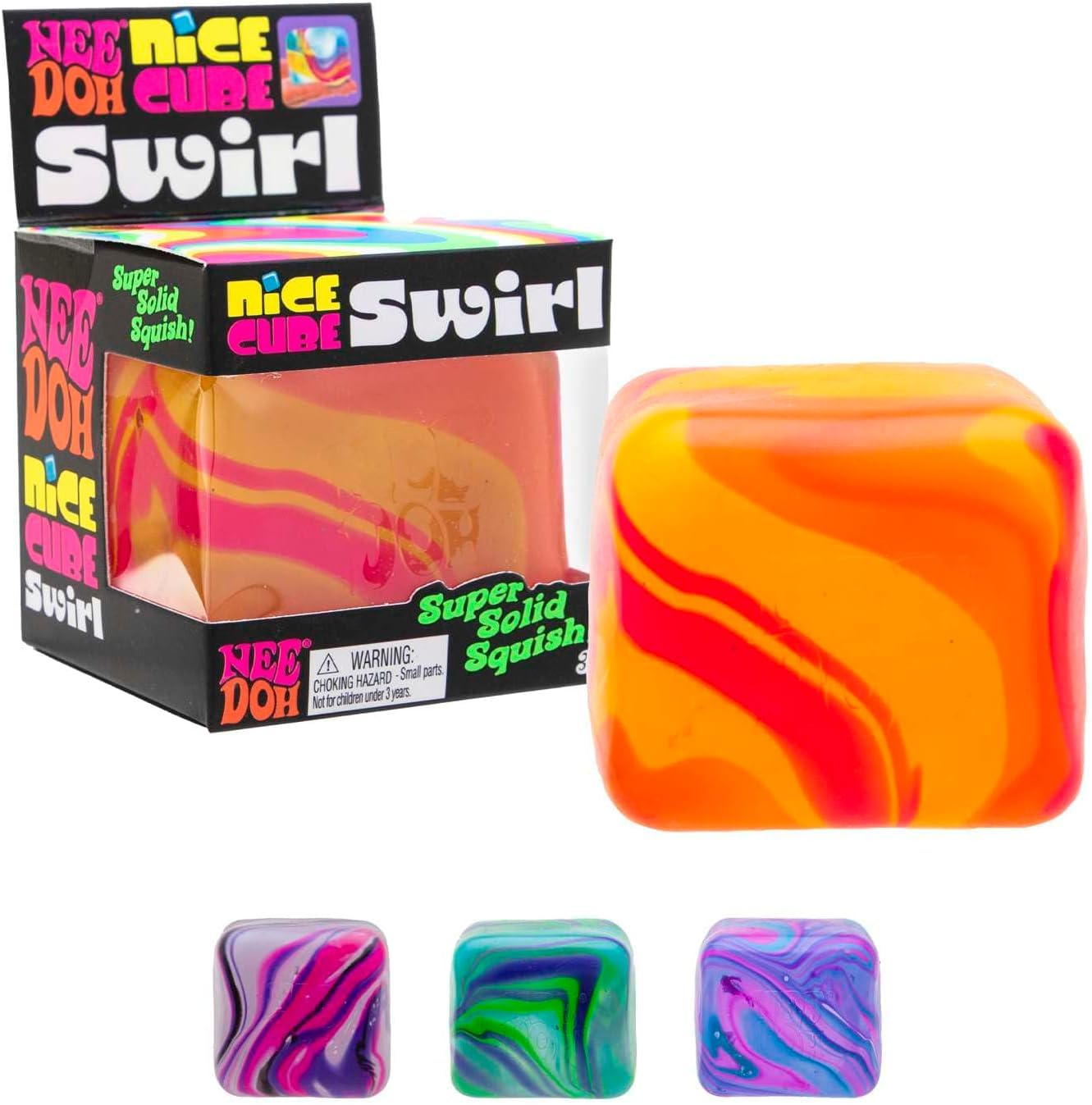 Photo 1 of Schylling NeeDoh Nice Cube Swirl - Sensory Toy with a Super Solid Squish - Unique, Swirling Color Blend - Ages 3 and Up - Color May Vary - 2 Pack