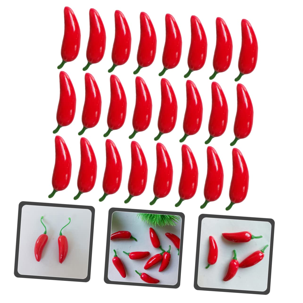 MAGICLULU 4 Set Artificiale Caldo Piccolo Peperoncino Peperoni Finti Mini Peperoncini Piccanti Finti Falso Chili Impostore Minuscolo Finto Rosso Schiuma 100 Pezzi*4