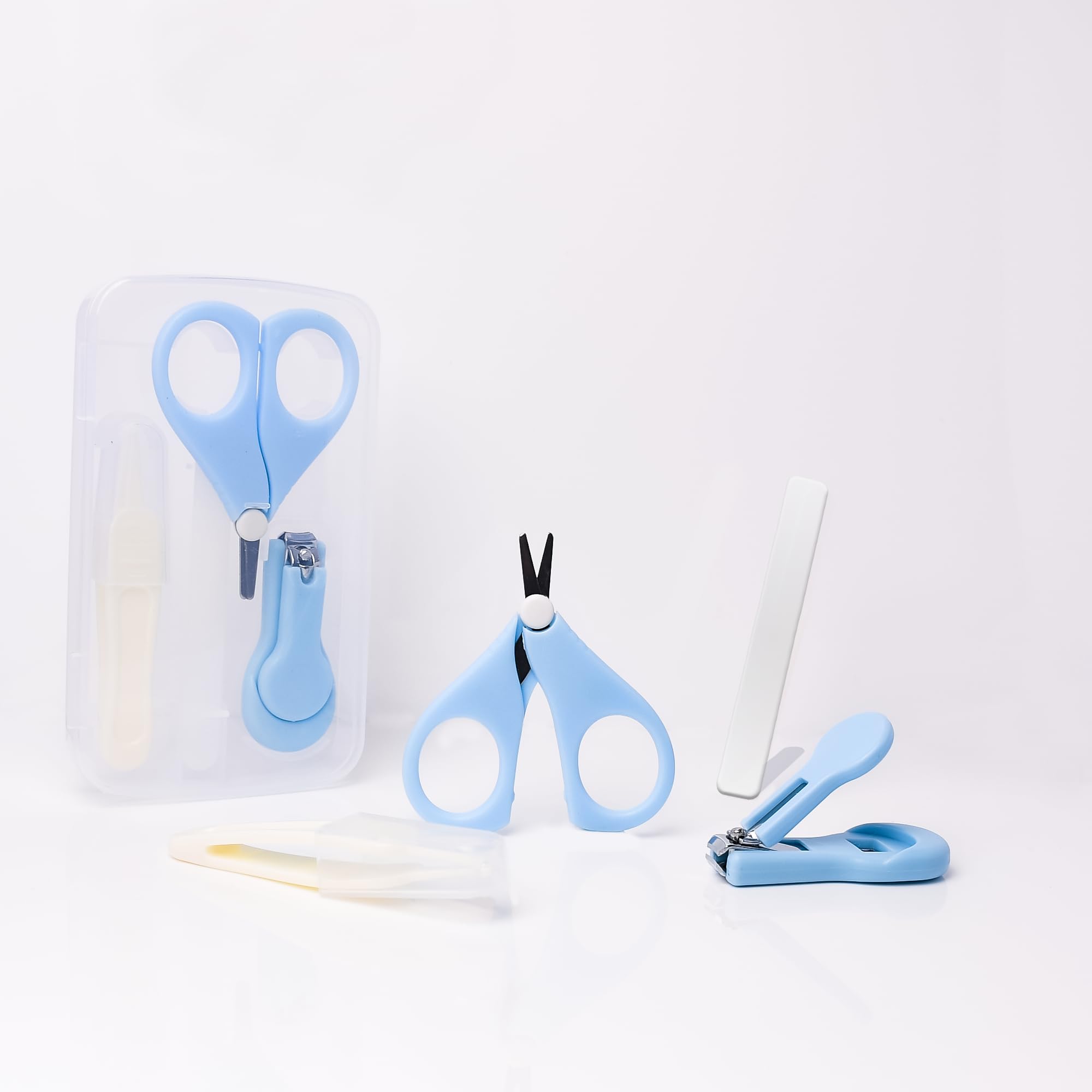 THE LITTLE LOOKERS� Baby Scissors and Nail Clipper set/4-In-1 Baby Grooming Kit in Plastic Box Packing (Kit 4 in 1_Blue)-image-28