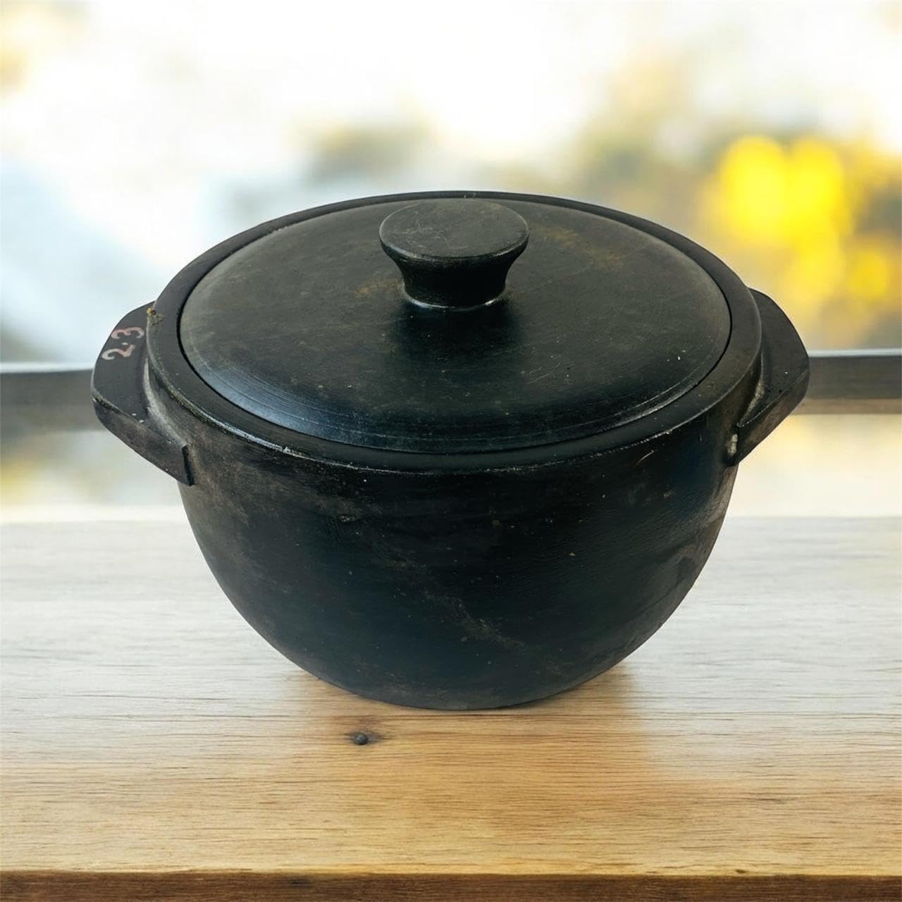 V-Crafts Soapstone Cooking Pot/Briyani Pot/kal chatti/Cooker- Treated/Seasoned (1.6-1.7) L-picture-12