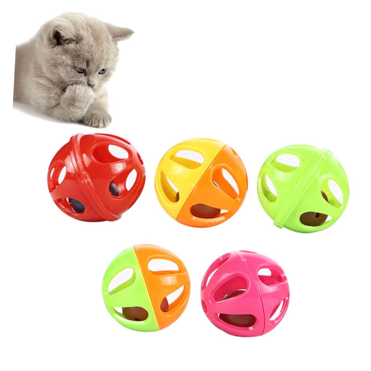 SUPVOX 150pièces Jouets De Jeu pour Chats avec Clochette Balles Creuses Amusantes Coloris Variés Couleurs Aléatoires