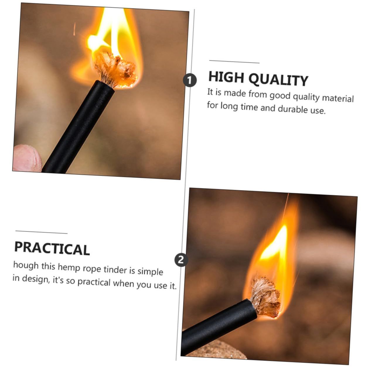 INOOMP 4Pcs Cords Easy Ignition Fire Starter Ropes for Outdoor Activities Durable and Windproof Design for Campfires Barbecues and Emergency Situations