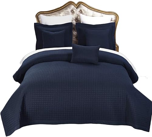 Royal Hotel juego de sobrecama de 3 piezas de microfibra de lujo con colcha a cuadros