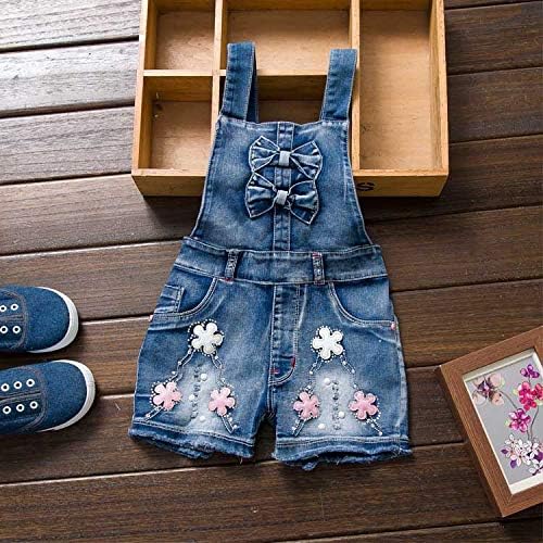 Yao Summer Little Girls Cotton Denim Bib Braces Rompers - Image 2