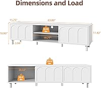 Vista 2 de Soporte de TV para televisores de hasta 70 pulgadas, centro de entretenimiento con gran almacenamiento para sala de estar, consola multimedia