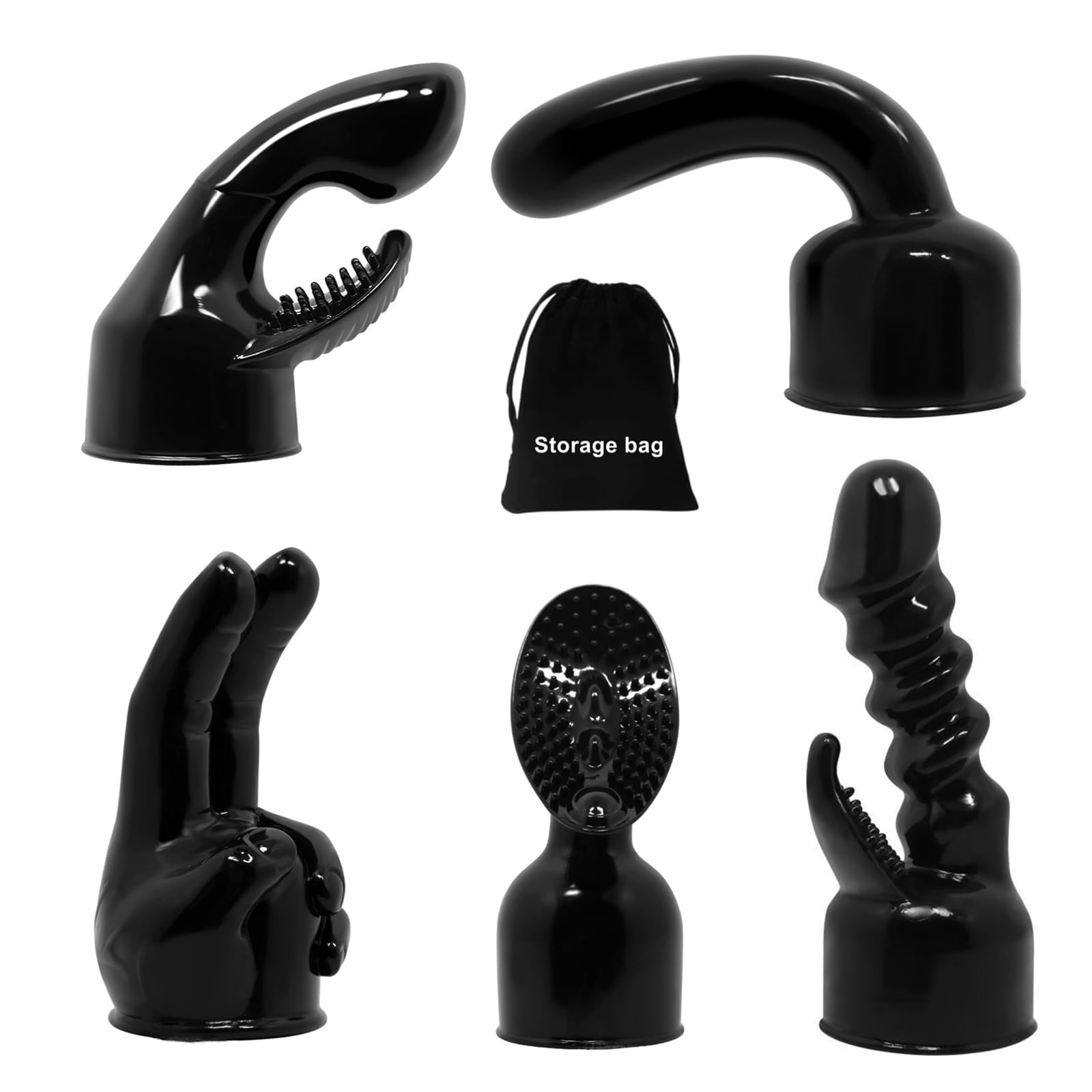 5Pcs Handheld Massage Attachments Accessories Hitachi for Back Neck Leg Pain Massage Come with Black Storage Bag