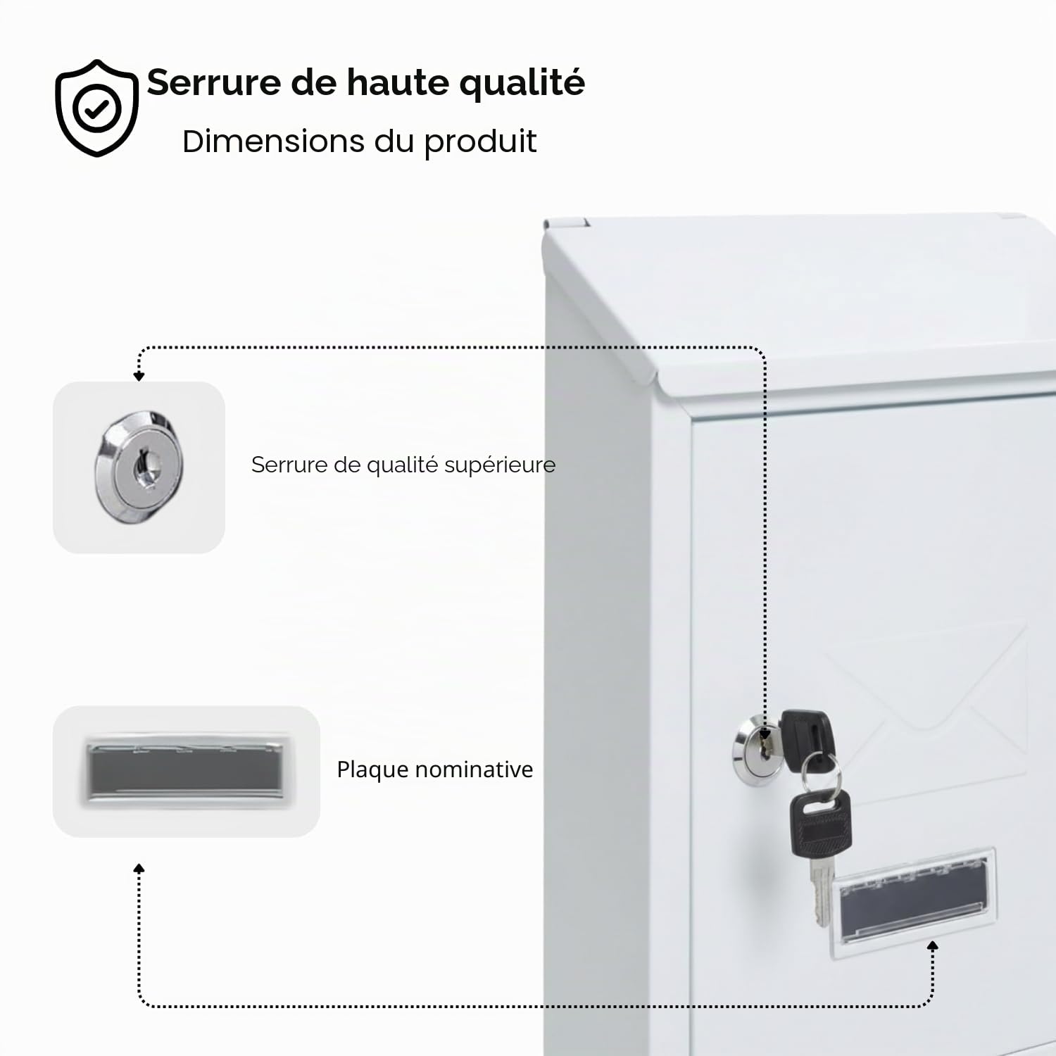 Assorted Collections Boîte aux Lettres Murale | verrouillable avec 2 clés | résistante aux intempéries boîte aux Lettres | Facile à Installer, 21 x 30 x 7 cm (Blanche)