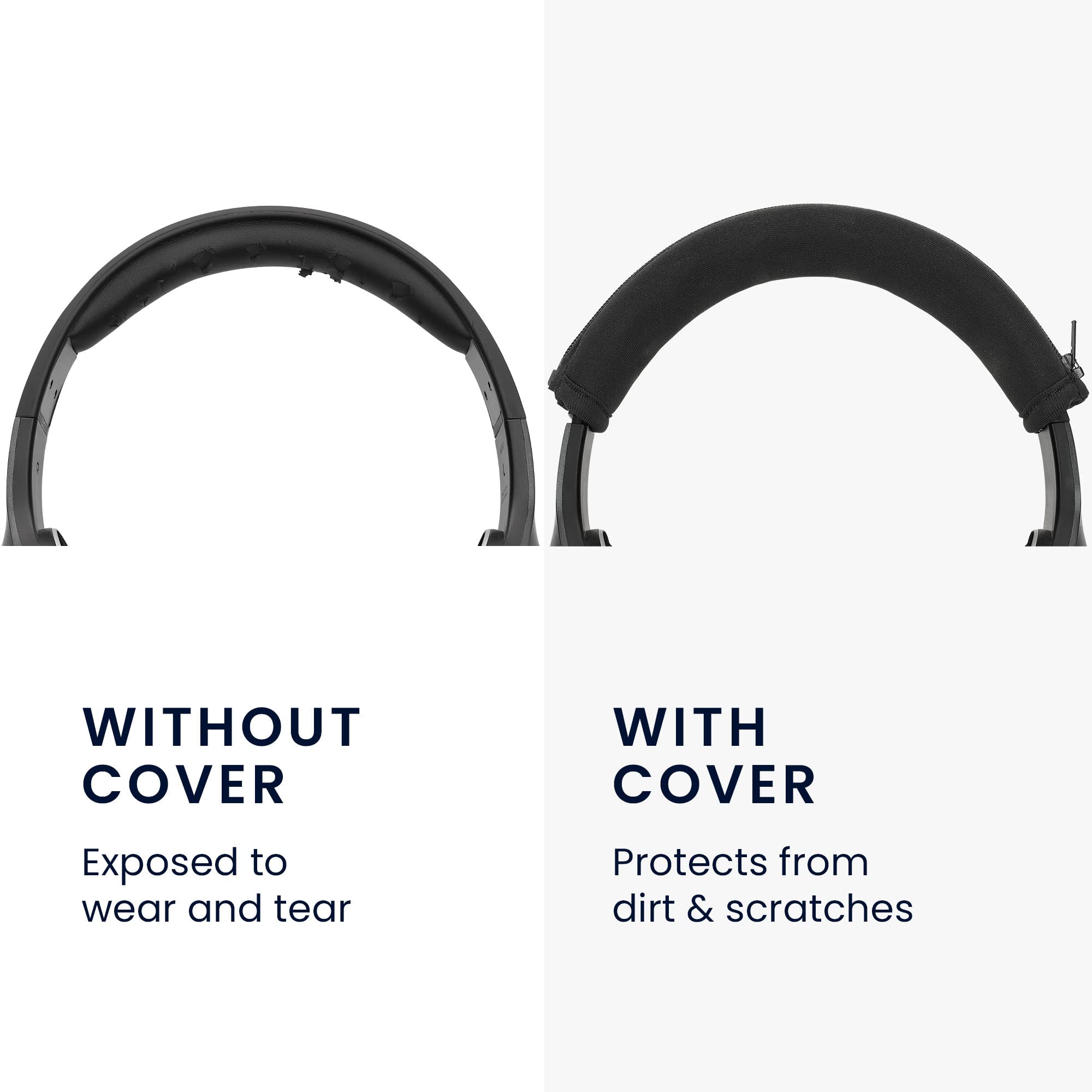 kwmobile Headband Cover Compatible with AudioTechnica ATH-S200BT / ATH-S220BT - Neoprene Zip-On Headphone Protector - Black - Image 3