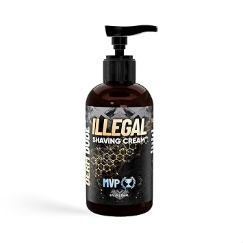 Derm Dude Illegal Shave Cream for Men | Ultra-Slick Shaving Cream for Sensitive Skin | Fights Razor Burn, Bumps, Nicks & Cuts | Smooth Glide Formula MVP Scent, 8oz