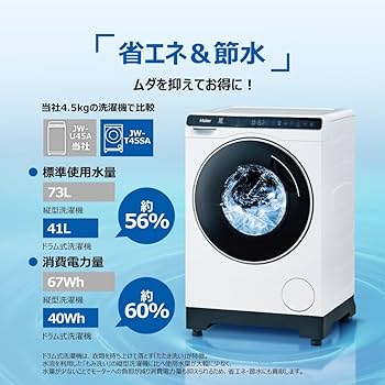 Amazon | ハイアール(Haier) 洗濯機 ドラム式 全自動 4.5kg 幅