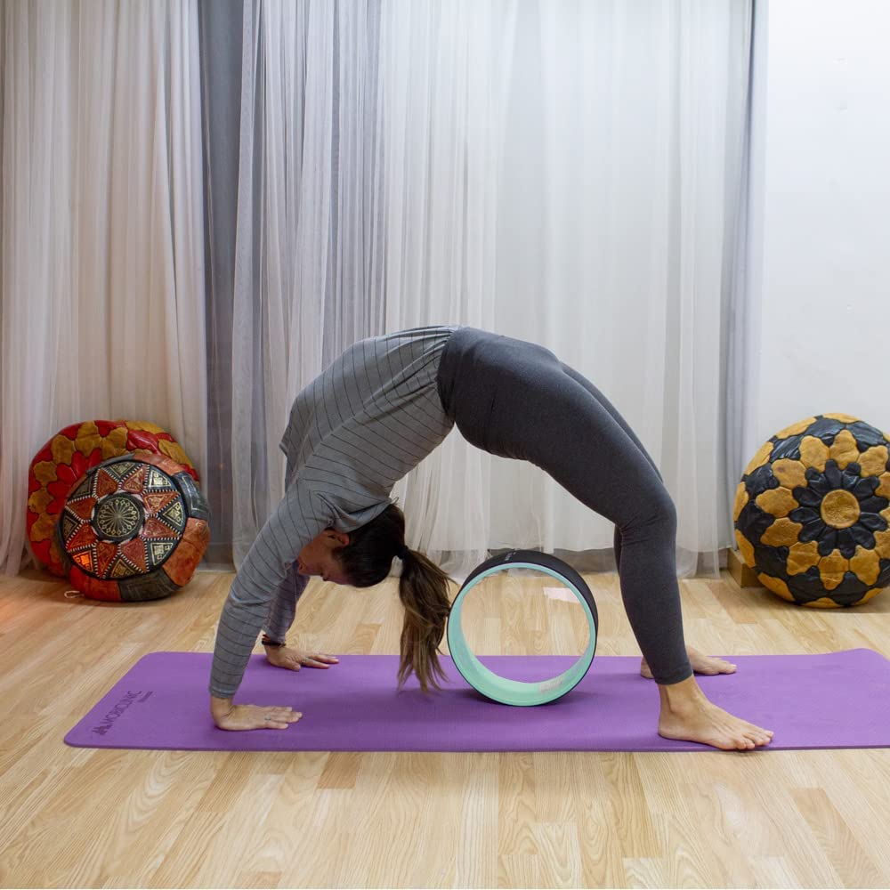 Mobiclinic® Fitness, Cerchio Yoga, Antiscivolo, Multifunzionale, Facilmente Lavabile, Migliora la Tua flessibilità e Resistenza, Wheel, 30 x 13 cm, Accessori, Nero Turchese