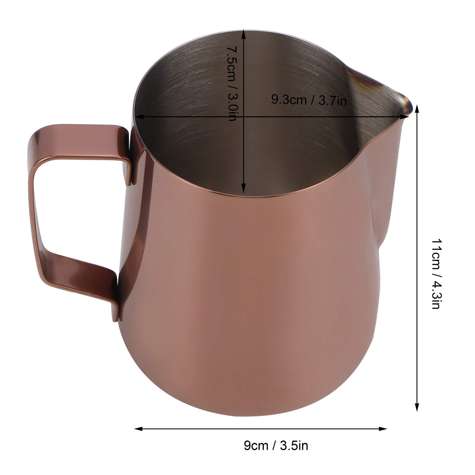 Wrobic Melkkannetje, melkkannetje, 600 ml, 20 fl.oz. melkkan van roestvrij staal, melkopschuimen voor cappuccino en laté, gegraveerde schaal, zwart