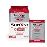Sun X 30+ SPF Individual Sunscreen Packets Travel Size - Pack of 25 Paraben, Oxybenzone, & White Cast Free Broad Spectrum SPF Sunscreen Packets - Water & Sweat Resistant for Up to 80 Minutes