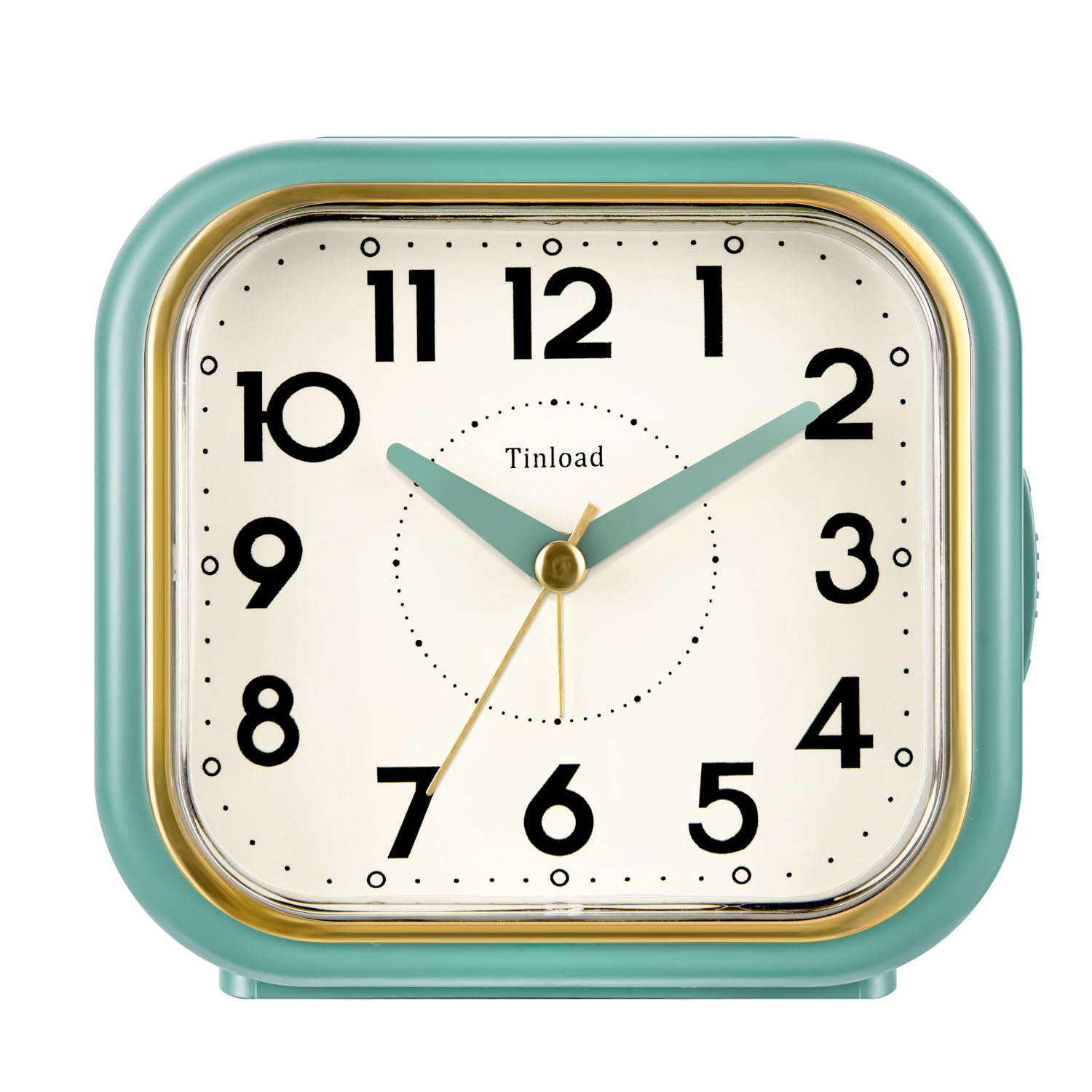 Tinload 4.3" Vintage Retro Analog Alarm Clock, Super Silent Non Ticking Clock with Manual Light, Snooze, Battery Operated, Simply Design, for Living Room, Bedroom, Bedside, Desk(Green-V2)