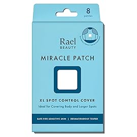 Rael Pimple Patches, Miracle XL Spot Control Cover - Hydrocolloid Acne Pimple Patch for Face, Zits & Blemish, Back and Body, Korean Skin Care (8 Count)