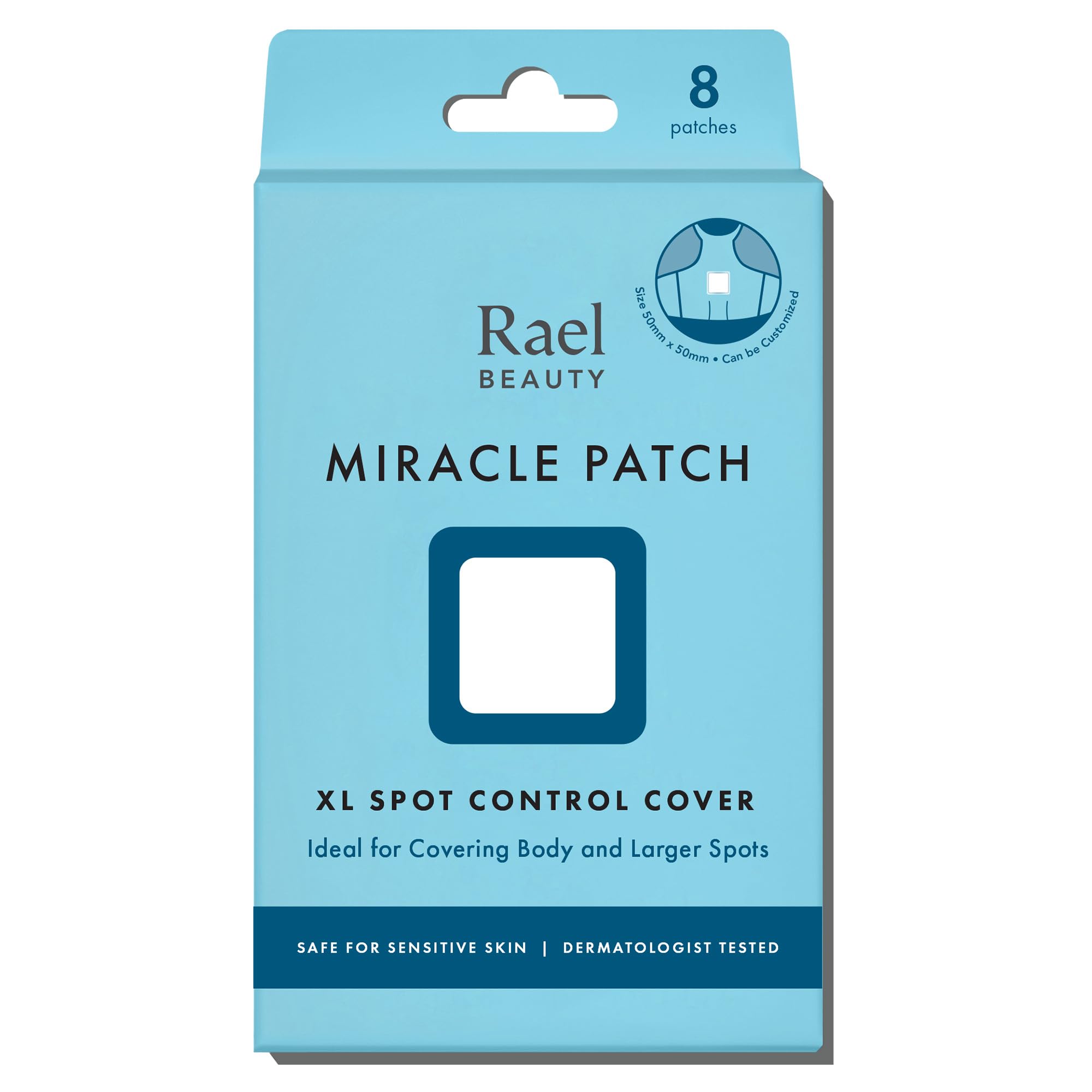 Rael Adesivos de espinhas, capa de controle de manchas Miracle XL - adesivos hidrocoloides para acne para rosto, espinha e manchas, costas e corpo, para todos os tipos de pele, vegansem crueldade (6 unidades)