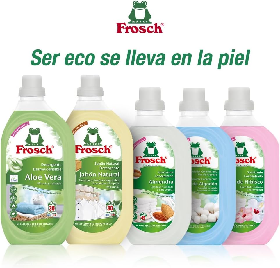 Frosch - Suavizante Concentrado Liquido Ecológico Flor de Algodón para Lavadora, Apto para Ropa Blanca y de Color, Producto Hipoalergénico y Ecológico - 900 ml - Imagen 4