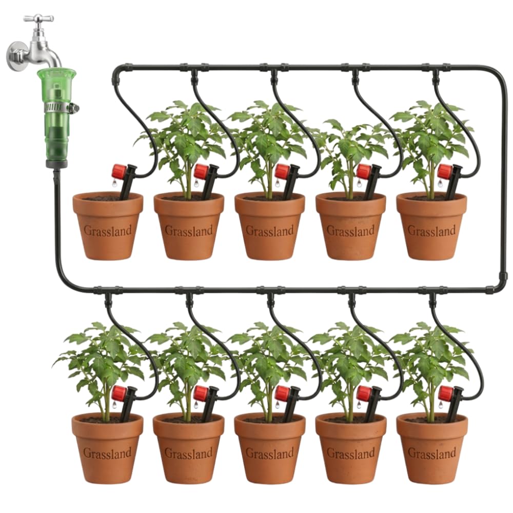 GRASSLAND® - Drip Irrigation System for 12 Plants, Self Automatic Watering Garden Hose Kits With Adjustable Dripper (12 Plants Drip Kit)-image-35