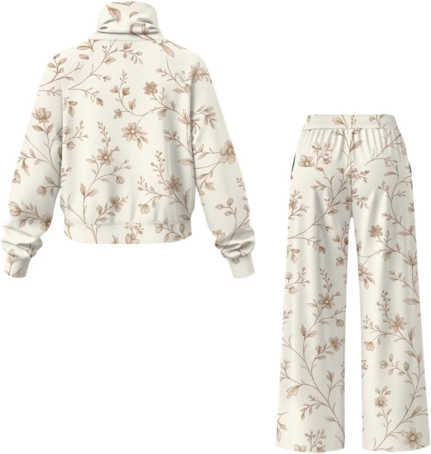 Womens Sweat Suits 2 Piece Set Lounge Sets for Women Wide Leg Pants High Neck Sweatshirt Tracksuit