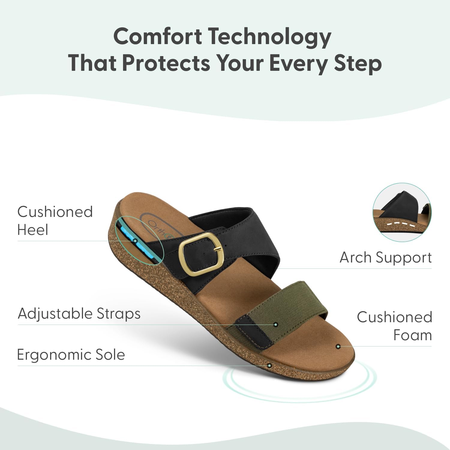 Orthofeet Women's Orthopedic Cybill Wedge Sandals, Toffee, Size 6