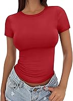 Vista 13 de Trendy Queen - Camisetas básicas para mujer, camisetas de verano, manga corta, ajustadas, linda ropa de entrenamiento para gimnasio