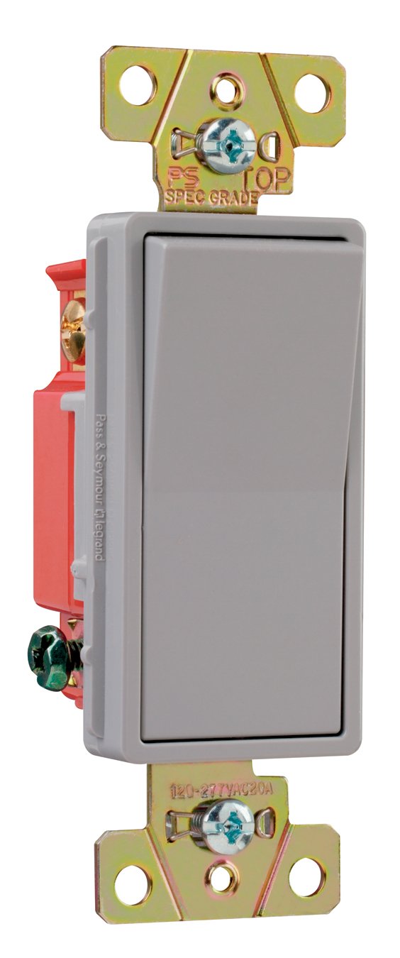 Pass & Seymour Decorator Switch, 3-Way, Gray, 20-Amps