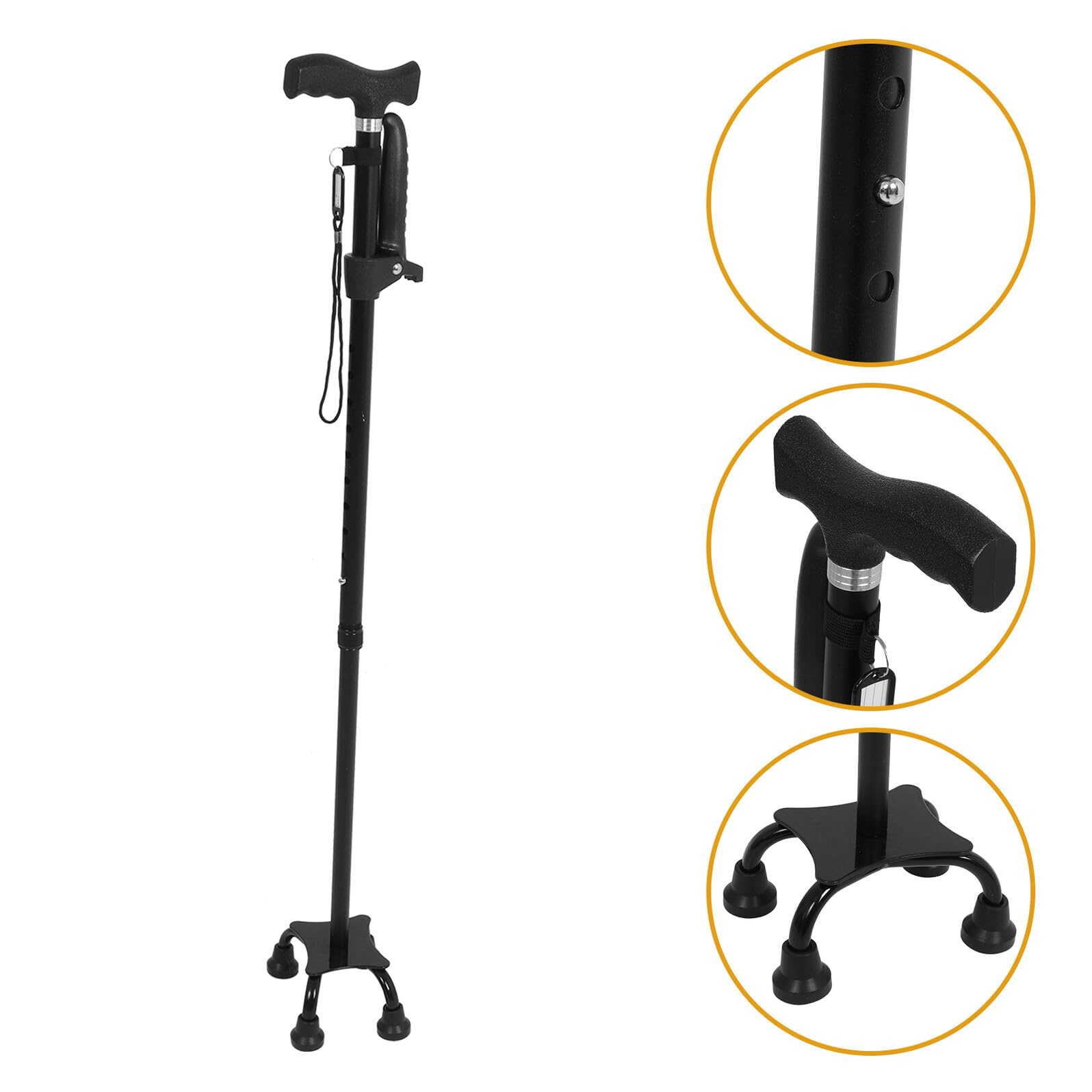 Bastón Plegable Ajustable para Ancianos con Doble Base Antideslizante, Mango ergonómico y Altura telescópica Ligera, Ideal para Apoyo Seguro en Interiores y Exteriores