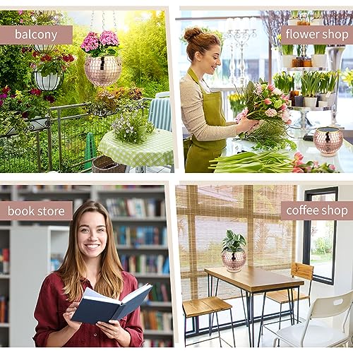 Remerry OY-REMERRY-49632 20 Pcs 4 Inch Disco Ball Planter Mirror Ball Boho Hanging Planter Flower Pots Vase With Chain And Wooden Rings For Indoor Outdoor Plants Succulents Cacti Flowers Home Decorations thumb #5