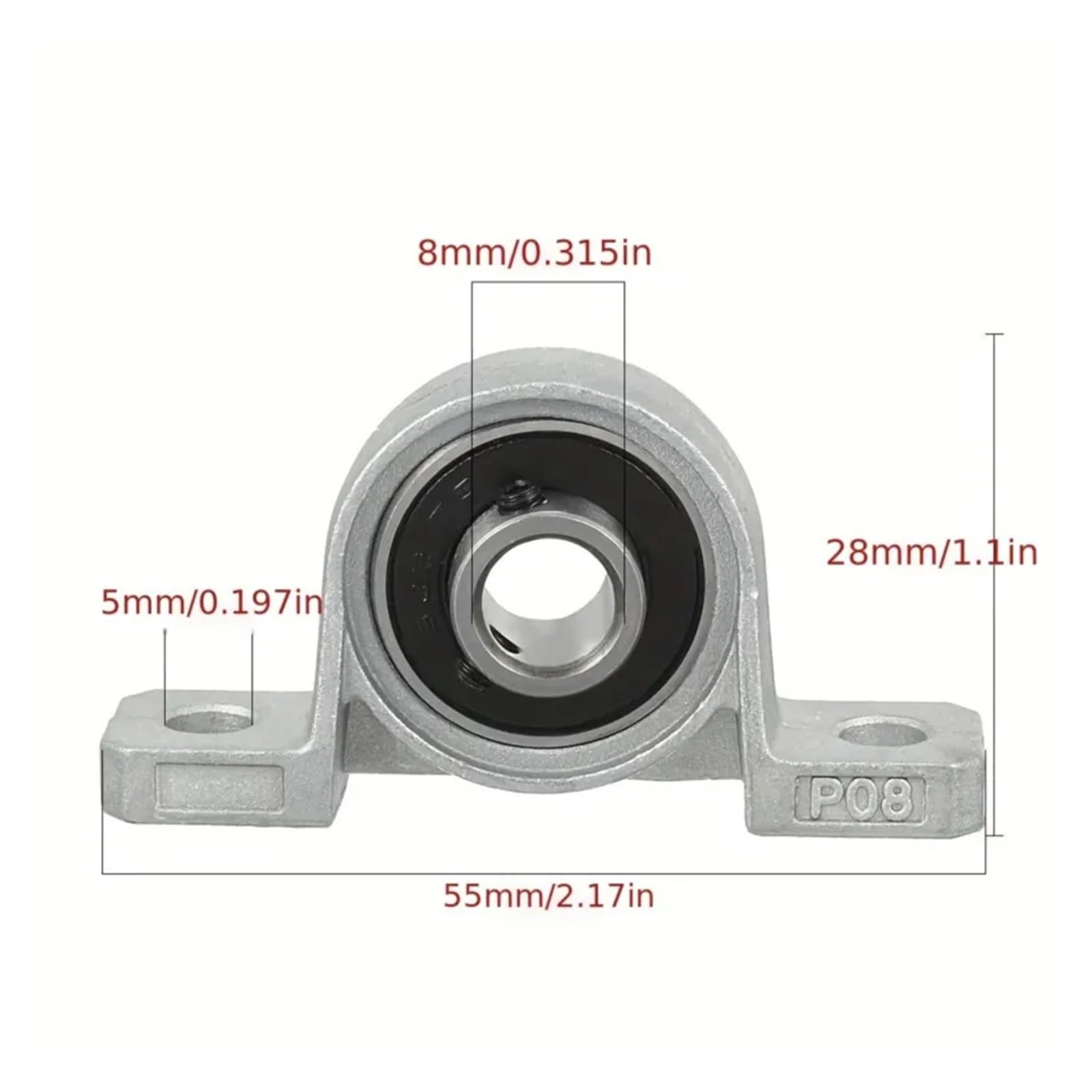 Rodamientos en bloque de cojinete, Rodamiento de bolas aleación zinc, serie KP, 4/10 piezas, 8-30 mm