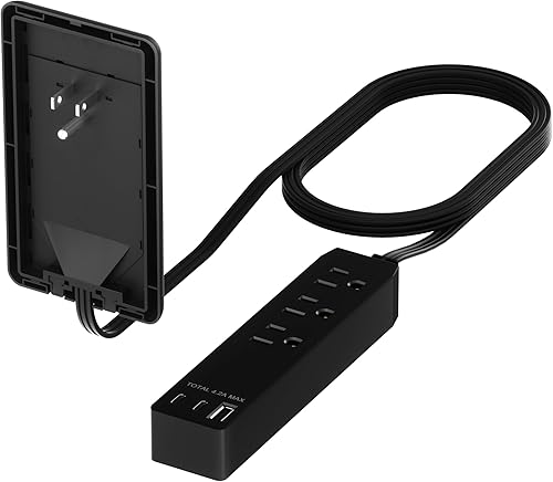 Miniatura 31 de LIDER Extensor de salida protegido contra sobretensiones, regleta de alimentación de 4 salidas, USB tipo A de 21 W y 2 puertos USB tipo C, enchufe