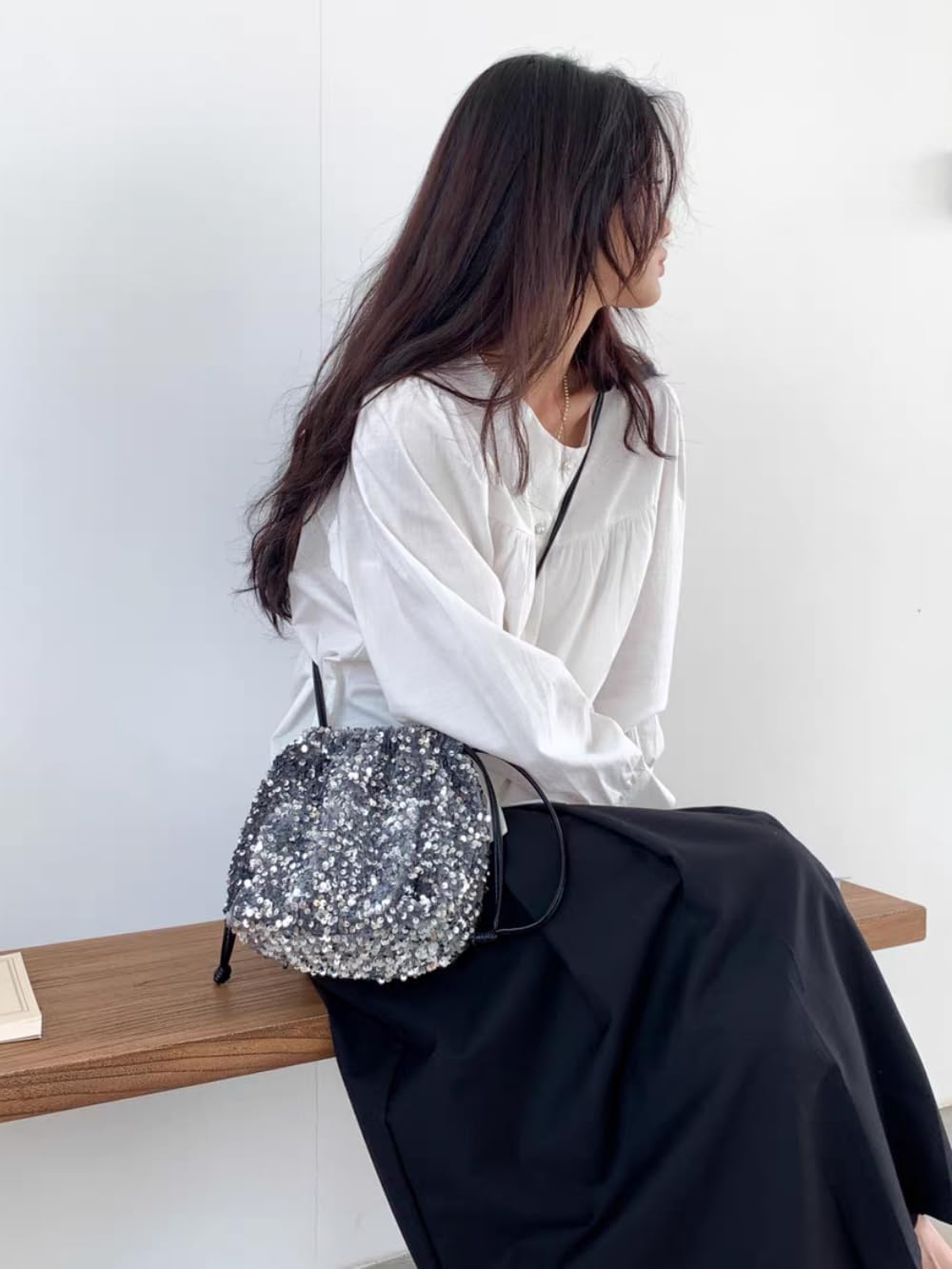 Spangly Evening Bags for Women Fashion Trendy Bucket Shoulder Bags Sparkly Crossbody Bags Handbag Clutch Purse