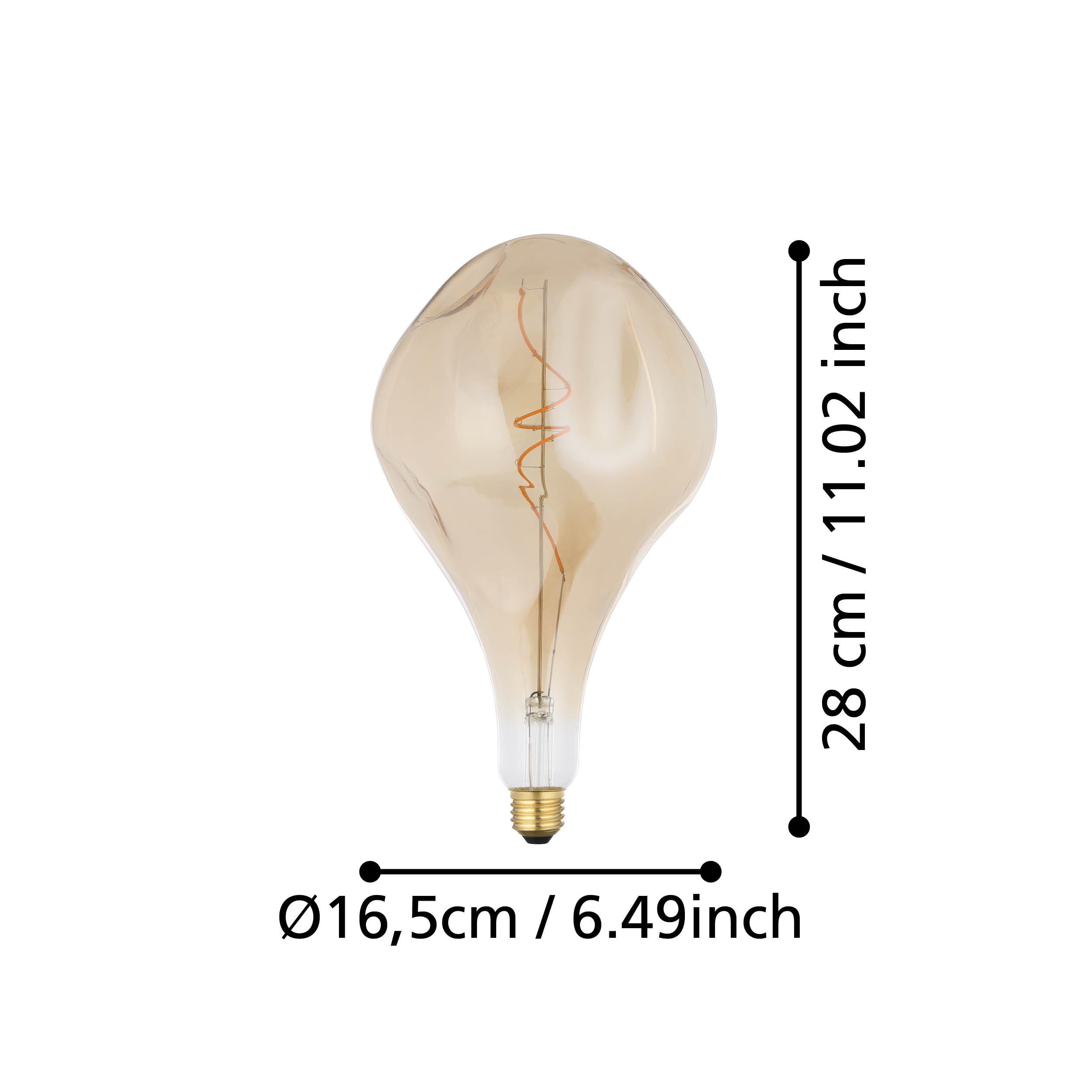Eglo Lampadina XXL E27, dimmerabile, a spirale, stile rétro, molto | grande, color ambra, 4 W, 220 lumen, luce bianca calda, 1800 K, lunghezza 28 cm