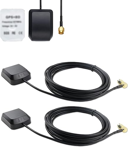 Miytsya 2 PCS Antena GPS SMA Macho Plug Antena activa Cable de conector aéreo 9.8 ft para Dash unidad principal de DVD estéreo - Enchufe de ángulo