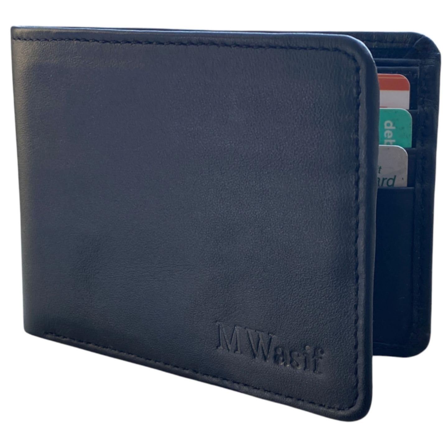 Men's Genuine Leather Wallet 6 Card Slots 2 ID Windows 2 Cash Compartments 2 Pockets Classic RFID Bifold Wallet For men (Charcoal black)