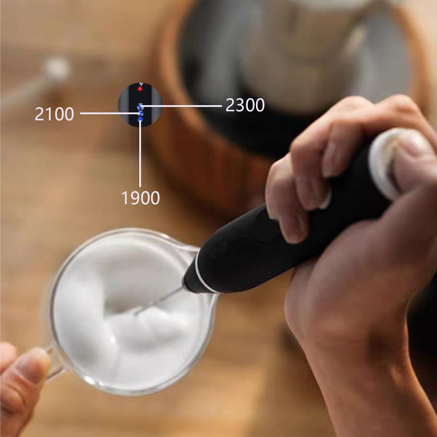 Espumador de leche recargable, mezclador eléctrico de bebidas con USB, espumador de café de mano, batidora de café, máquina de espuma para capuchino, chocolate caliente, negro