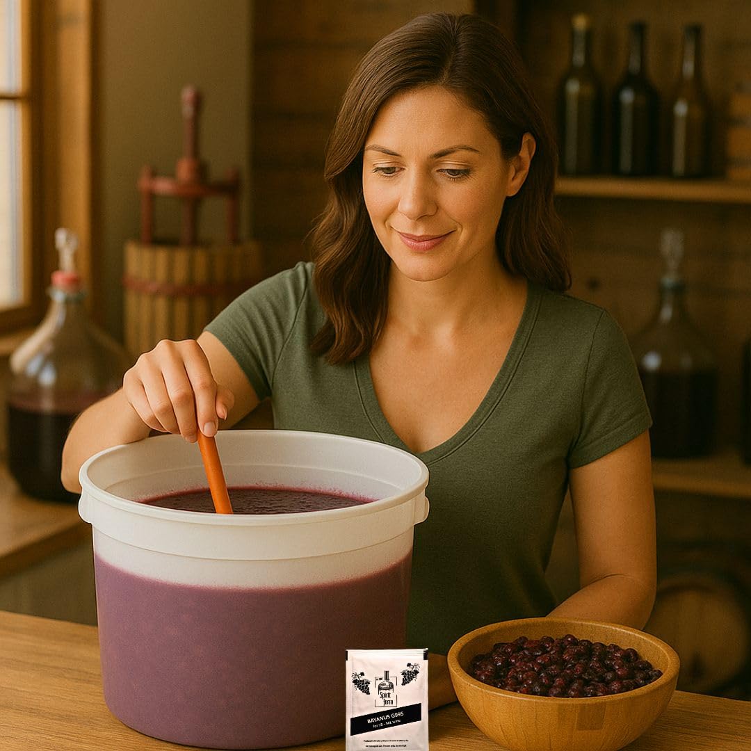 10 x Levure de Vin Bayanus 10g G995 + Copeaux de Chêne Français 20g - Levure pour la Fermentation du Vin | Levure de vin tout usage | Spirit Ferm