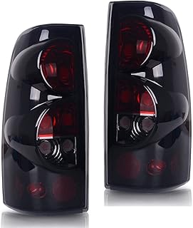 Tail Light Assembly Compatible with 1999 2000 2001 2002 2003 2004 2005 2006 Chevrolet Silverado 1999-2003 GMC Sierra Driver and Passenger Side (Black Housing/Smoke Lens-05)