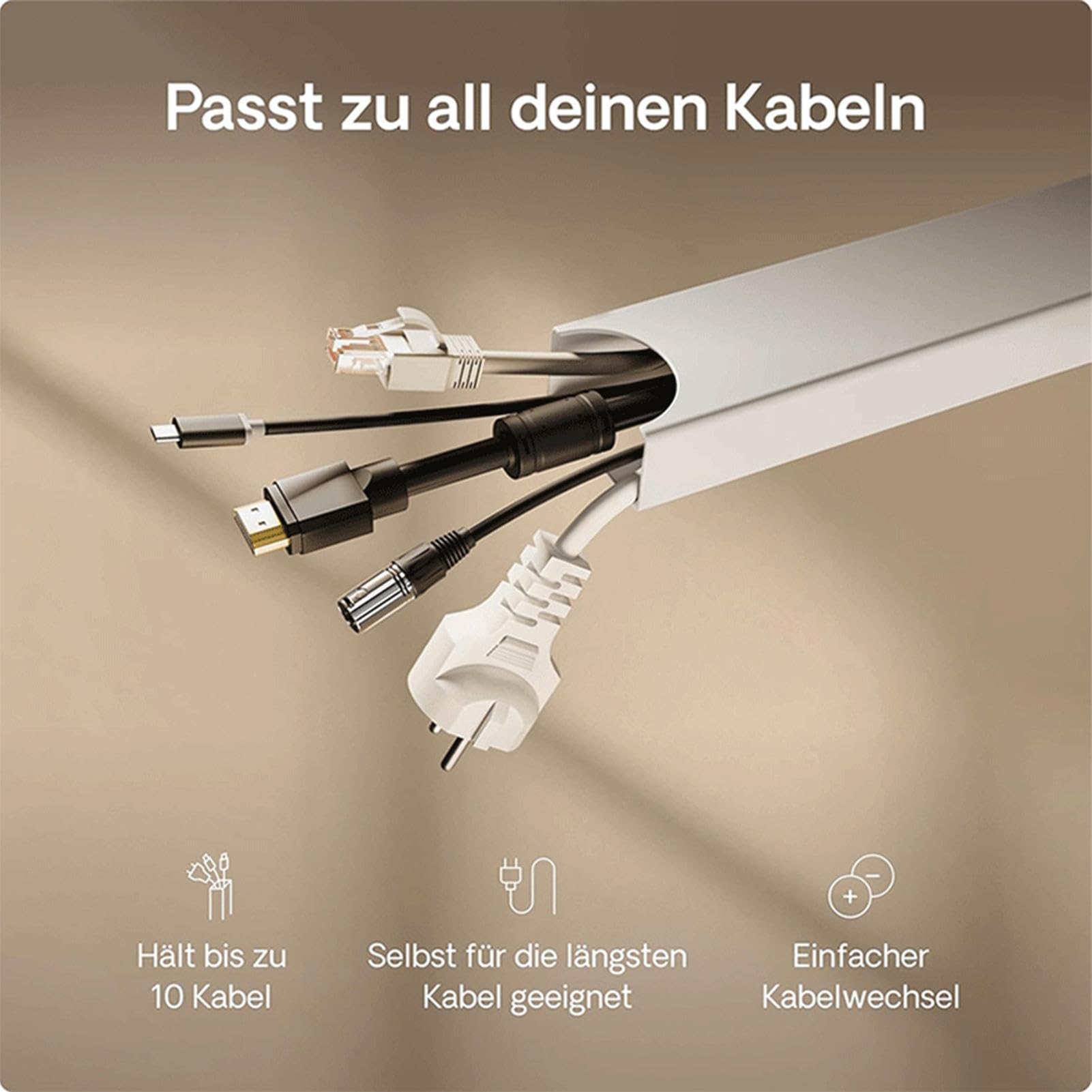 Canaleta Para Cables,Magnético Vertical Sin Taladro 37,8 Cm Bajo Escritorio,Organizador de Cables para Escritorio | Para Dormitorio Sala De Estudio Hogar Apartamento Residencia Universitaria Oficina