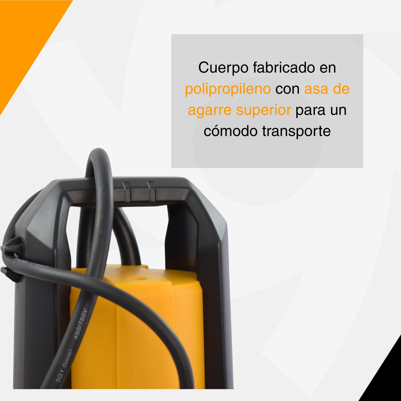 ESPA LEADER Bomba de Achique Sumergible KONA 400P M para Aguas Limpias, Trasvases y Vaciados, 400 W, Caudal Máximo 7.000 l/h, Altura Máx. 8m, con Interruptor de Nivel y 10m de Cable