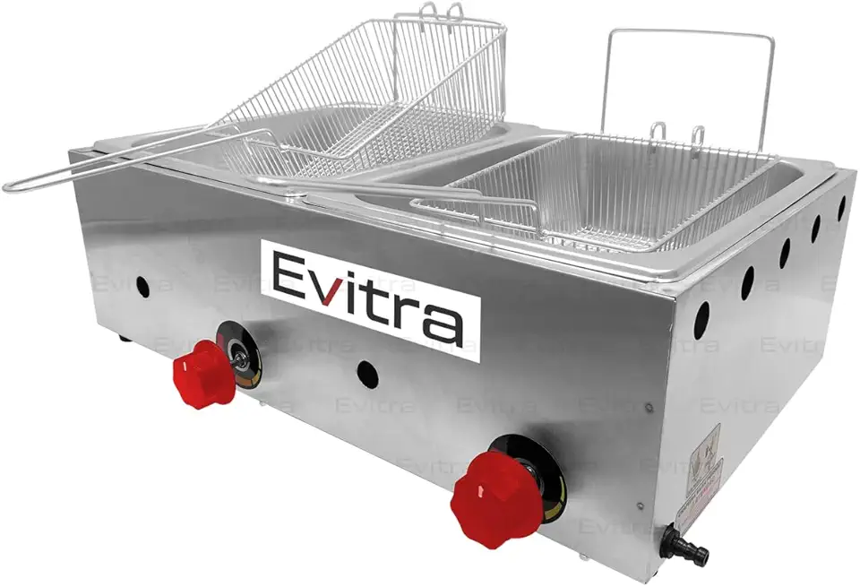 Fritadeira Profissional a Gás com 2 Cubas de Inox – Baixa Pressão, Alta Capacidade e Desempenho Superior – Ideal para Cozinhas Industriais, Restaurantes e Food Trucks – Qualidade e Eficiência