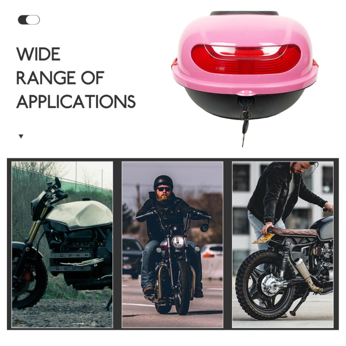 TOYANDONA Baúl Superior para Motocicleta de Material PP con Soporte para Maletero, Resistente al Desgaste y Amplio Espacio, Caja Trasera para Equipaje de Moto en Rosa, para Mujeres en