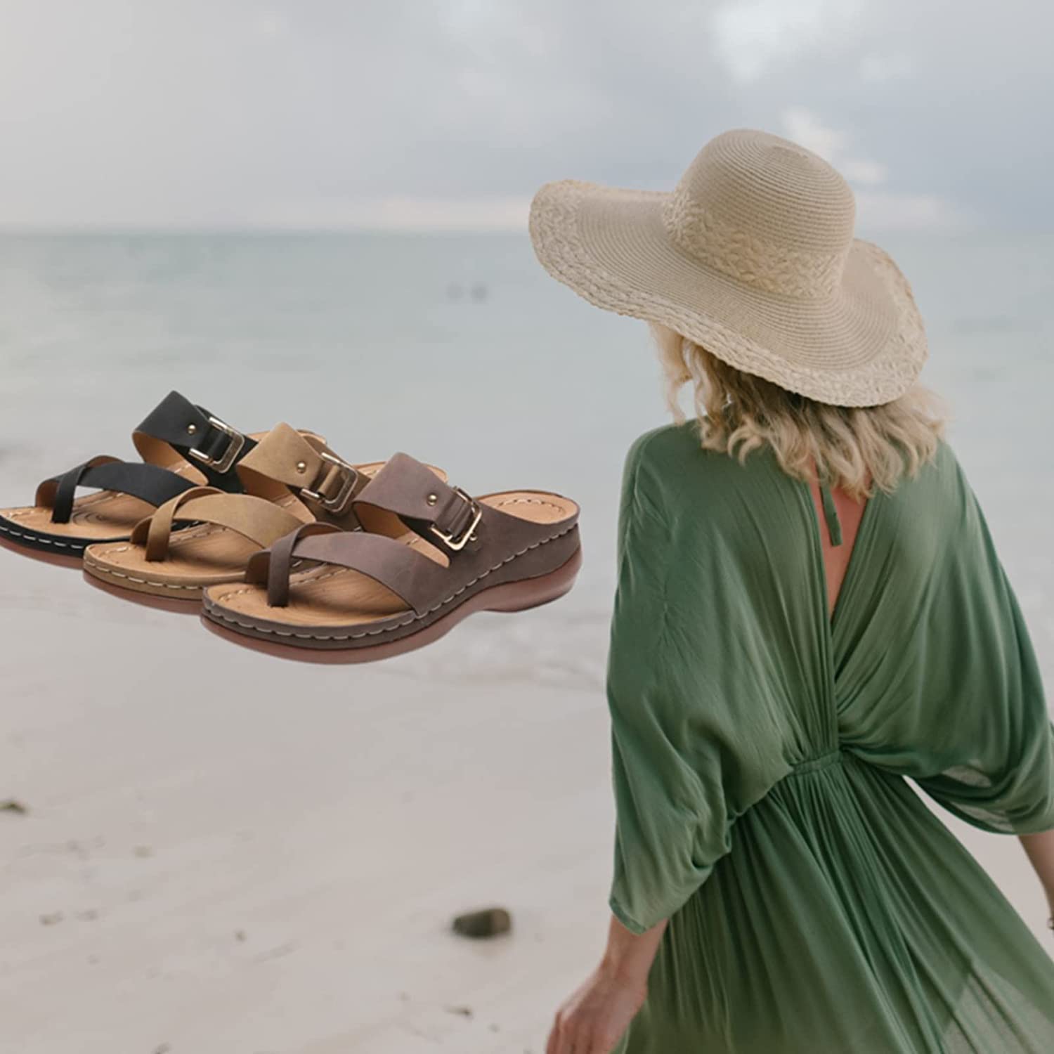Orthopedische sandalen for dames, wandelsandalen for dames met steunzool Antislip lederen teenringsandalen Casual wedge slippers sandalen (Color : Brown, Size : 35 EU Orthopedische sandalen for dames, wandelsandalen for dames met steunzool Antislip lederen teenringsandalen Casual wedge slippers sandalen (Color : Brown, Size : 35 EU