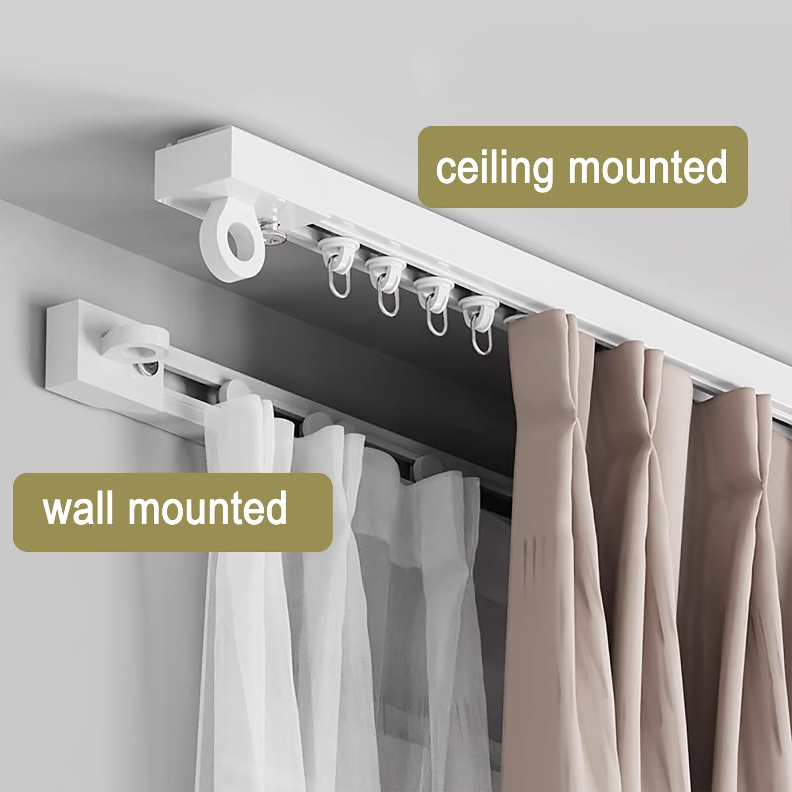 Système de tringle à rideaux adhésive, sans perçage, pour séparateur de pièce, 380 cm, blanc, facile à installer, solution peu encombrante