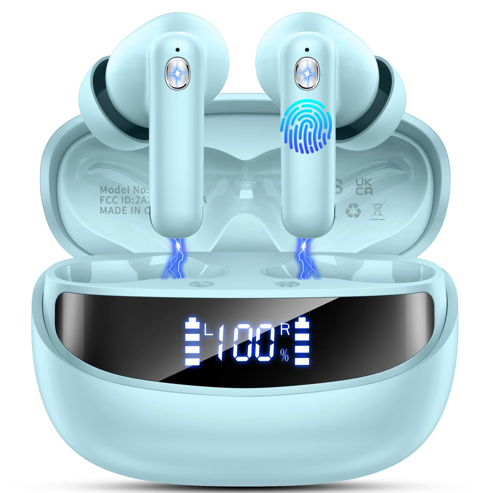 Nerunsa 2026 Bluetooth Kopfhörer, Kopfhörer Kabellos Bluetooth 5.4 HiFi Stereo, 50 Std Spielzeit In Ear Kopfhörer mit ENC Noise Cancelling Mics, Ohrhörer