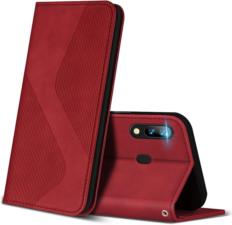Case for Huawei P Smart 2019, Premium Protective Leather Case Cover with [Card Slots] [Magnetic], Flip Folio Wallet for Huawei P Smart 2019 (Red)